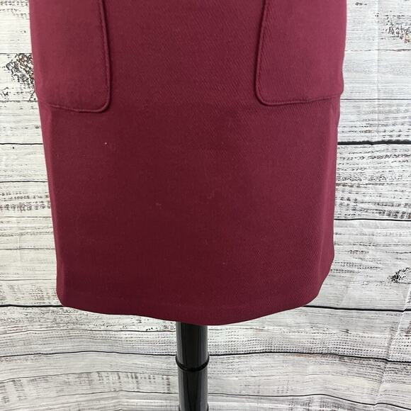 Ann Taylor Loft Skirt sz 8 Mulberry Wine Wool Knee A Line Pockets Career Casual - Picture 4 of 8